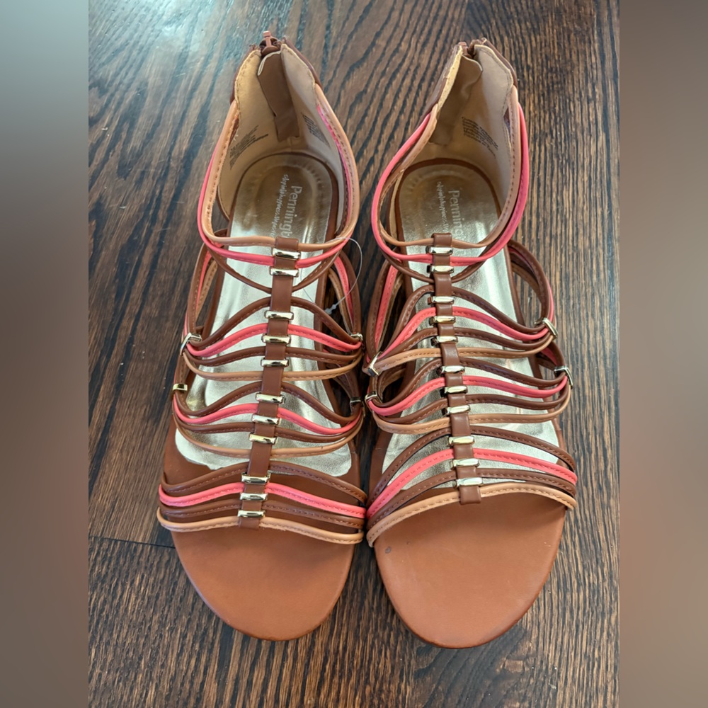 Ros Hommerson Brown and Pink Strappy Sandals